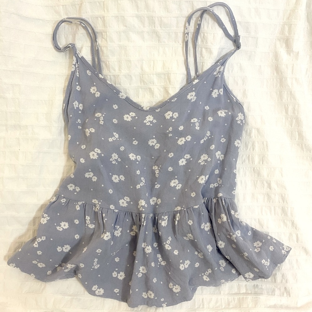 LA Hearts Light Blue Floral Spaghetti Strap Top Size Small